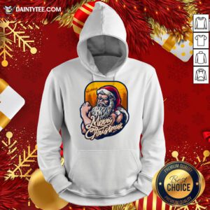 Good Xmas Strong Cool Santa Claus Merry Christmas With Background Tree Hoodie- Design By Daintytee.com