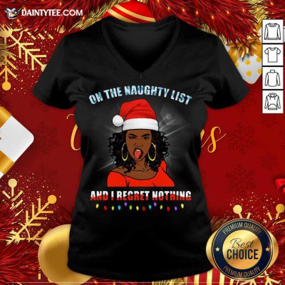 Black Girl On The Naughty List And I Regret Nothing Christmas V Neck- Design By Daintytee.com