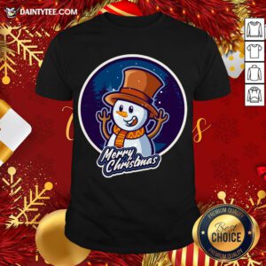 Nice Xmas Smiley Snowman Merry Christmas T-Shirt- Design By Daintytee.com