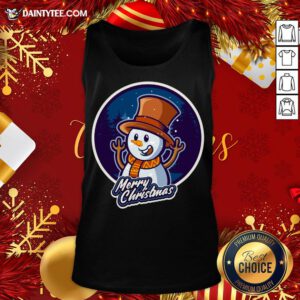 Nice Xmas Smiley Snowman Merry Christmas Tank Top- Design By Daintytee.com