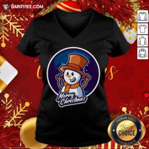 Nice Xmas Smiley Snowman Merry Christmas V Neck- Design By Daintytee.com
