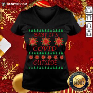 Official Baby Its Covid Outside 2020 Christmas V Neck- Design By Daintytee.com