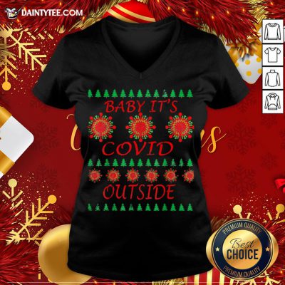Official Baby Its Covid Outside 2020 Christmas V Neck- Design By Daintytee.com