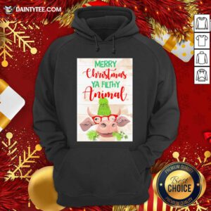 Merry Christmas Ya Filthy Animal Cow Hoodie- Design By Daintytee.com