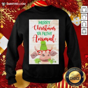 Merry Christmas Ya Filthy Animal Cow Sweatshirt- Design By Daintytee.com