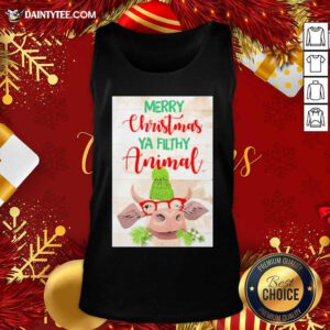 Merry Christmas Ya Filthy Animal Cow Tank Top- Design By Daintytee.com