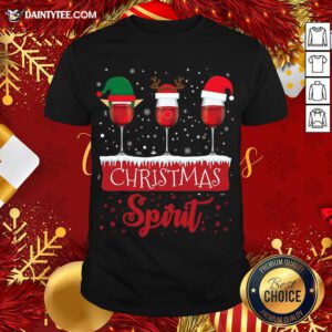 Official Red Wine Glasses Christmas Spirit Santa Elf Reindeer T-Shirt- Design By Daintytee.com
