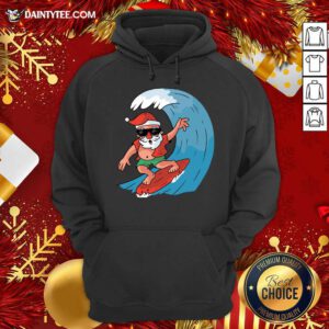 Santa Surfing Christmas Hoodie- Design By Daintytee.com