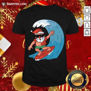 Santa Surfing Christmas T-Shirt- Design By Daintytee.com