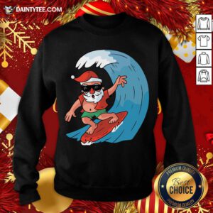 Santa Surfing Christmas Sweatshirt- Design By Daintytee.com