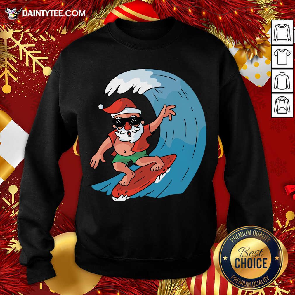 Santa Surfing Christmas Sweatshirt- Design By Daintytee.com