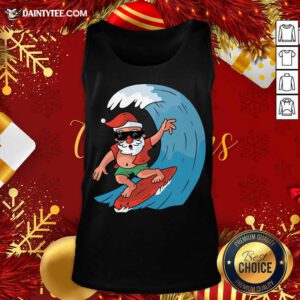 Santa Surfing Christmas Tank Top- Design By Daintytee.com