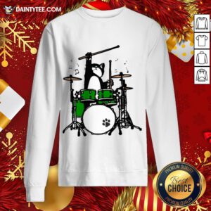 Original Cat Playing Drums Sweatshirt- Design By Daintytee.com