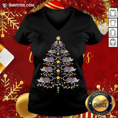 Christmas Opossums Tree Christmas Tree Lights V Neck- Design By Daintytee.com Christmas Opossums Tree Christmas Tree Lights V Neck- Design By Daintytee.com