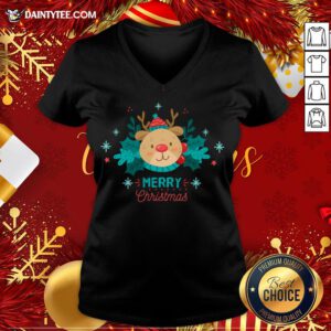 Original Merry Christmas Reindeer Festive Xmas V Neck- Design By Daintytee.com
