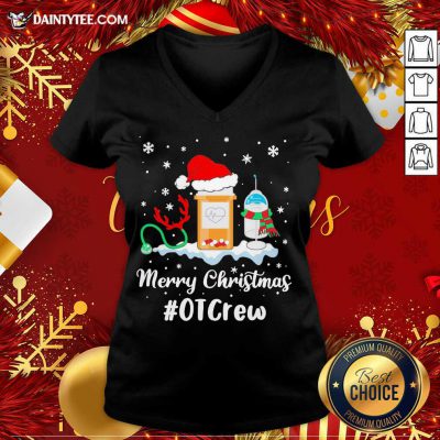 Nurse Santa Vaccine Merry Christmas #OT Crew V Neck- Design By Daintytee.com