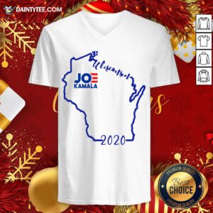 Perfect 2020 Joe Biden And Kamala Harris Win Wisconsin V Neck- Design By Daintytee.com