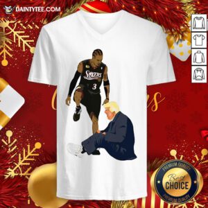 Perfect Allen Iverson Steps Over Donald Trump Funny V Neck- Design By Daintytee.com