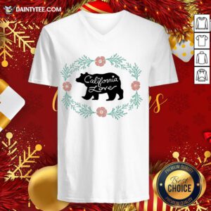 Perfect Bear California Love Flower V Neck- Design By Daintytee.com