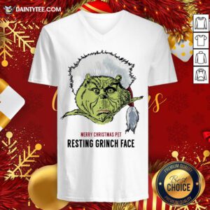 Perfect Merry Christmas Pet Resting Grinch Face V Neck- Design By Daintytee.com
