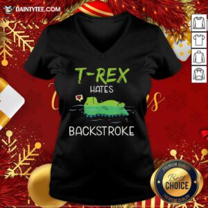 Swimming T-Rex Hates Backstroke V Neck- Design By Daintytee.com