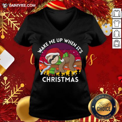 Perfect Wake Me Up When It's Christmas Sloth V Neck- Design By Daintytee.com