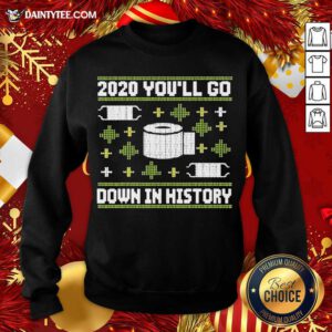 2020 You’ll Go Down In History Toilet Paper And Face Mask Ugly Christmas Sweatshirt- Design By Daintytee.com