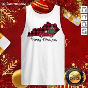 Premium Kentucky Merry Christmas Tree Tank Top- Design By Daintytee.com