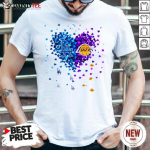 - Design By Daintytee.comPremium Los Angeles Dodgers And Los Angeles Lakers Heart Shirt
