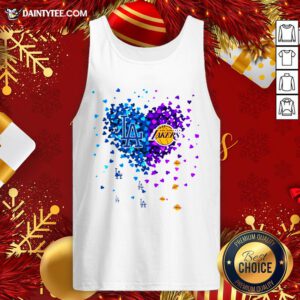 Premium Los Angeles Dodgers And Los Angeles Lakers Heart Tank Top- Design By Daintytee.com