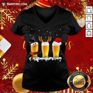 Premium Santa Reindeer Beer Funny Alcohol Drinking Beer Christmas V Neck- Design By Daintytee.com