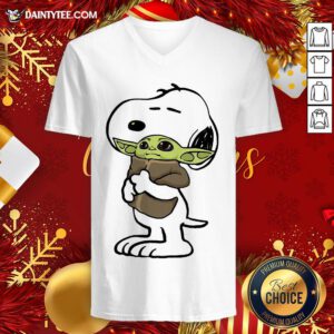 Premium Snoopy Hugging Yoda Baby V-neck - Design By Daintytee.com