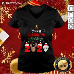 Merry Quarantine Christmas 2020 V Neck- Design By Daintytee.com