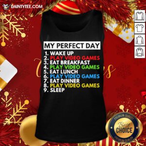 Pretty My Perfect Day 1 Wake Up 2 Play Video Games 3 Eat Breakfast Tank Top- Design By Daintytee.com