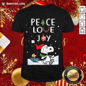 Pretty Peanuts Snoopy Peace Love Joy Christmas Shirt- Design By Daintytee.com