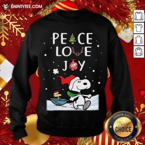 Pretty Peanuts Snoopy Peace Love Joy Christmas Sweatshirt- Design By Daintytee.com