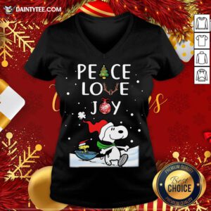 Pretty Peanuts Snoopy Peace Love Joy Christmas V Neck- Design By Daintytee.com