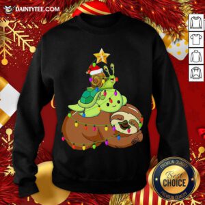 Santa Snail Turtle Sloth Merry Christmas Tree Sweatshirt- Design By Daintytee.com