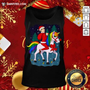 Pretty Women Santa Claus Riding A Unicorn Ugly Christmas Tank Top- Design By Daintytee.com