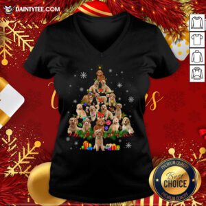 Top Bichon Frise Christmas Tree Lights Funny Dog Xmas Gift V Neck- Design By Daintytee.com