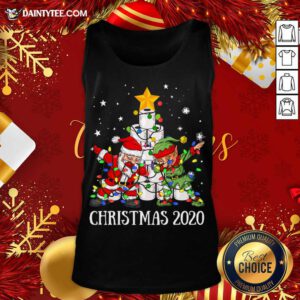 Quarantine Christmas 2020 Dabbing Santa Mask Elf Mask Tank Top- Design By Daintytee.com