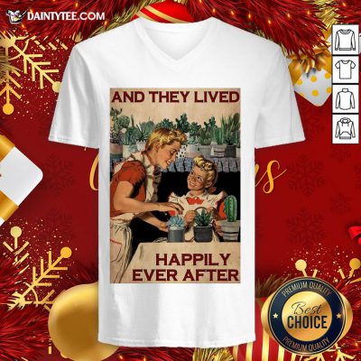 Top Succulent Mom And Daughter And They Lived Happily Ever After Poster V Neck- Design By Daintytee.com