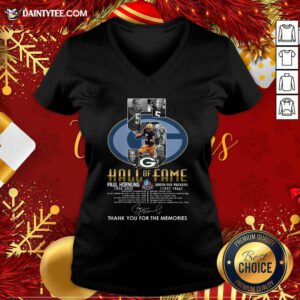 Green Bay Packers 5 Paul Hornung 1935 2020 Hall Of Fame Thank You For The Memories Signature V-neck - Design By Daintytee.com