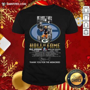Green Bay Packers 5 Paul Hornung 1935 2020 Hall Of Fame Thank You For The Memories Signature Shirt - Design By Daintytee.com