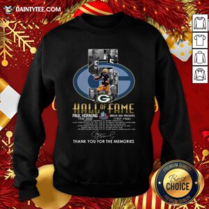 Green Bay Packers 5 Paul Hornung 1935 2020 Hall Of Fame Thank You For The Memories Signature Sweatshirt - Design By Daintytee.com