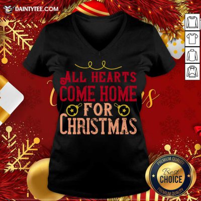 All Hearts Come Home For Christmas V-neck- Design By Daintytee.com