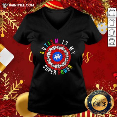 Autism Is My Super Power Captian Shield V-neck- Design By Daintytee.com