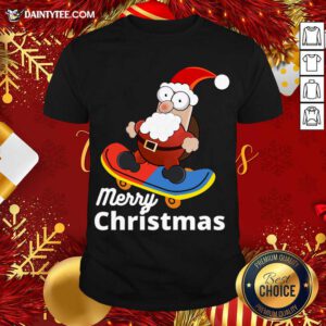 Christmas Skateboarding Santa T-Shirt- Design By Daintytee.com
