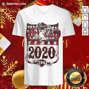 Cowboy Rodeo Texas 2020 Ameican Flag V-neck- Design By Daintytee.com