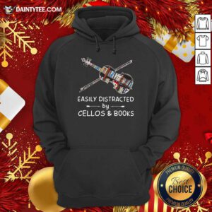 Easily Distracted By Cellos And Books Violin Hoodie- Design By Daintytee.com